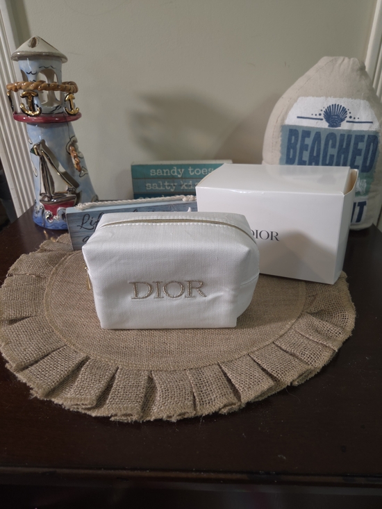 Dior Handbags - NIB Dior White Gold Embroidered Cosmetic Case